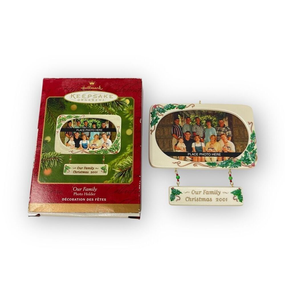 Hallmark Our Family Photo Holder Tree Ornament 2001 Christmas Keepsake